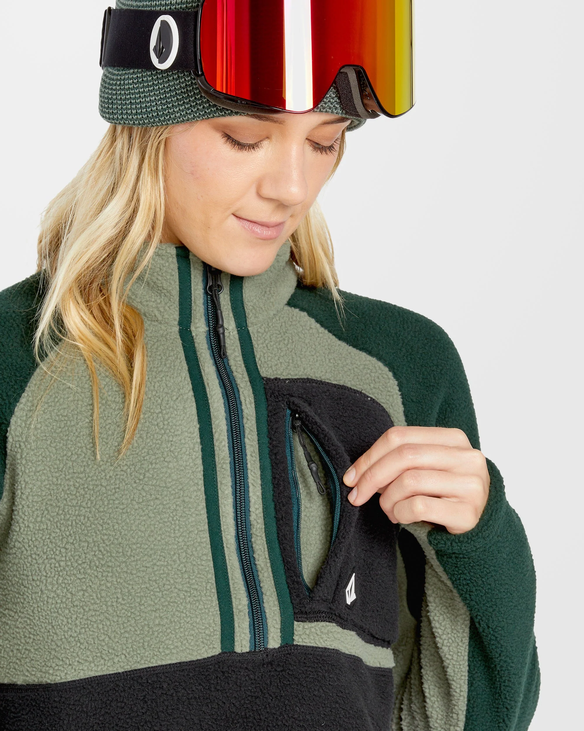 Sweat sherpa col zippé - Lichen Green - Image 5