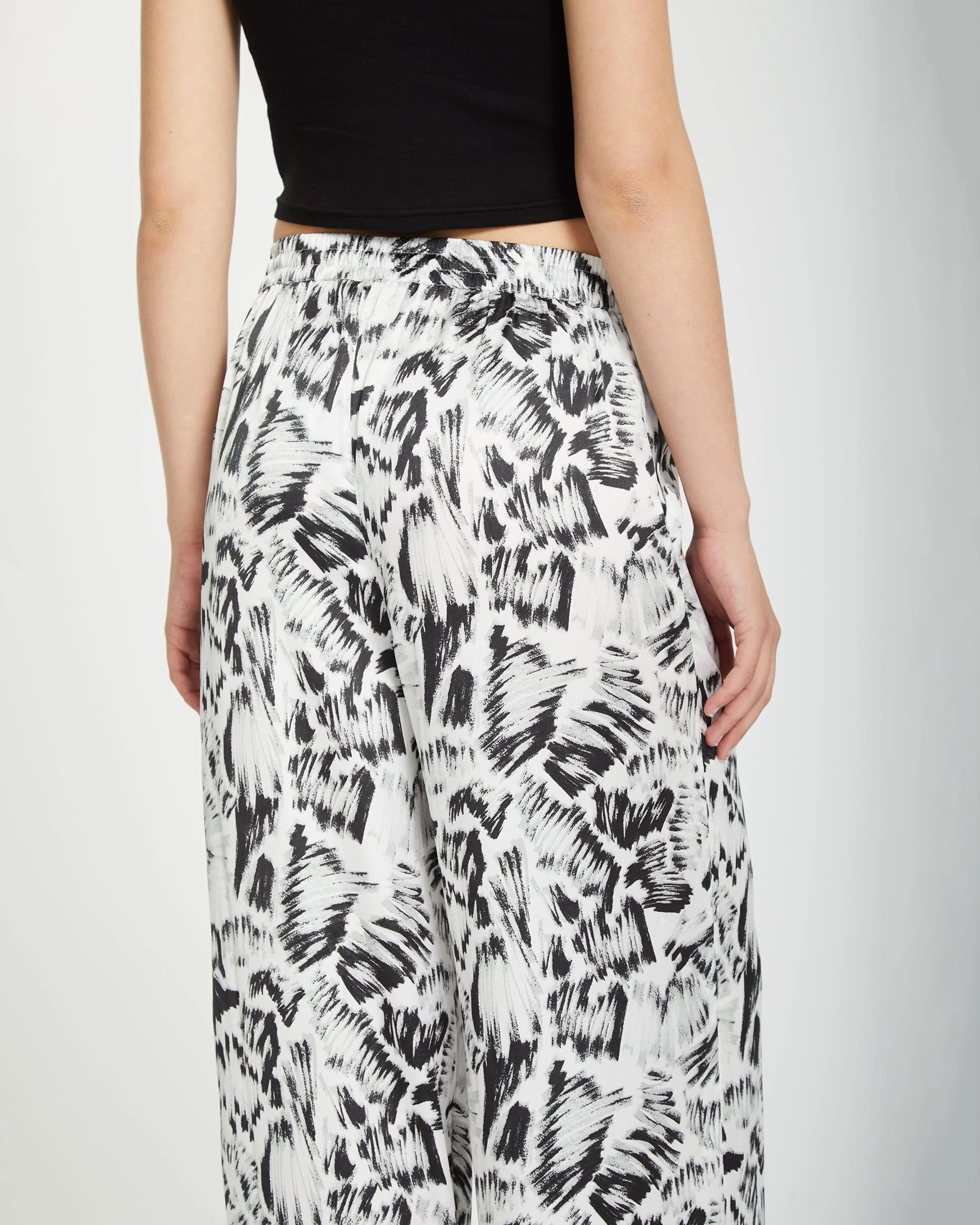 Pantalon Alix Elasticated Waist - BLACK WHITE - Image 4
