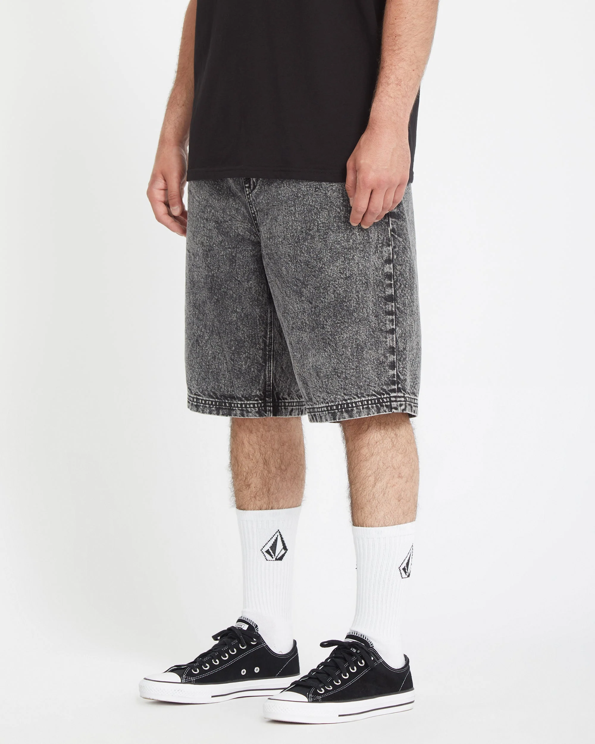 Short Freazy Loose Elasticated Waist 22" - LIGHT ACID BLACK - Image 3