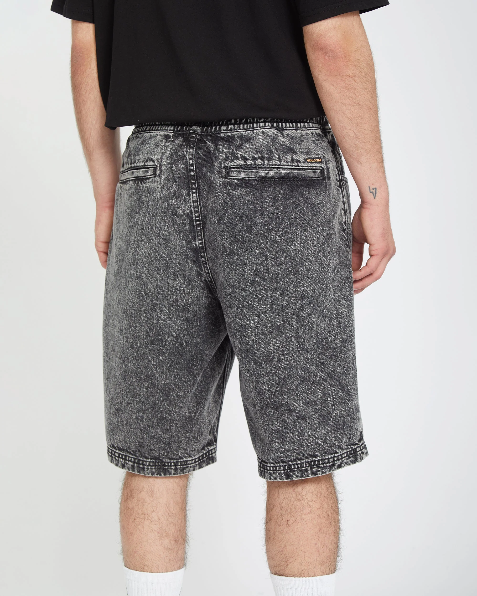 Short Freazy Loose Elasticated Waist 22" - LIGHT ACID BLACK - Image 4