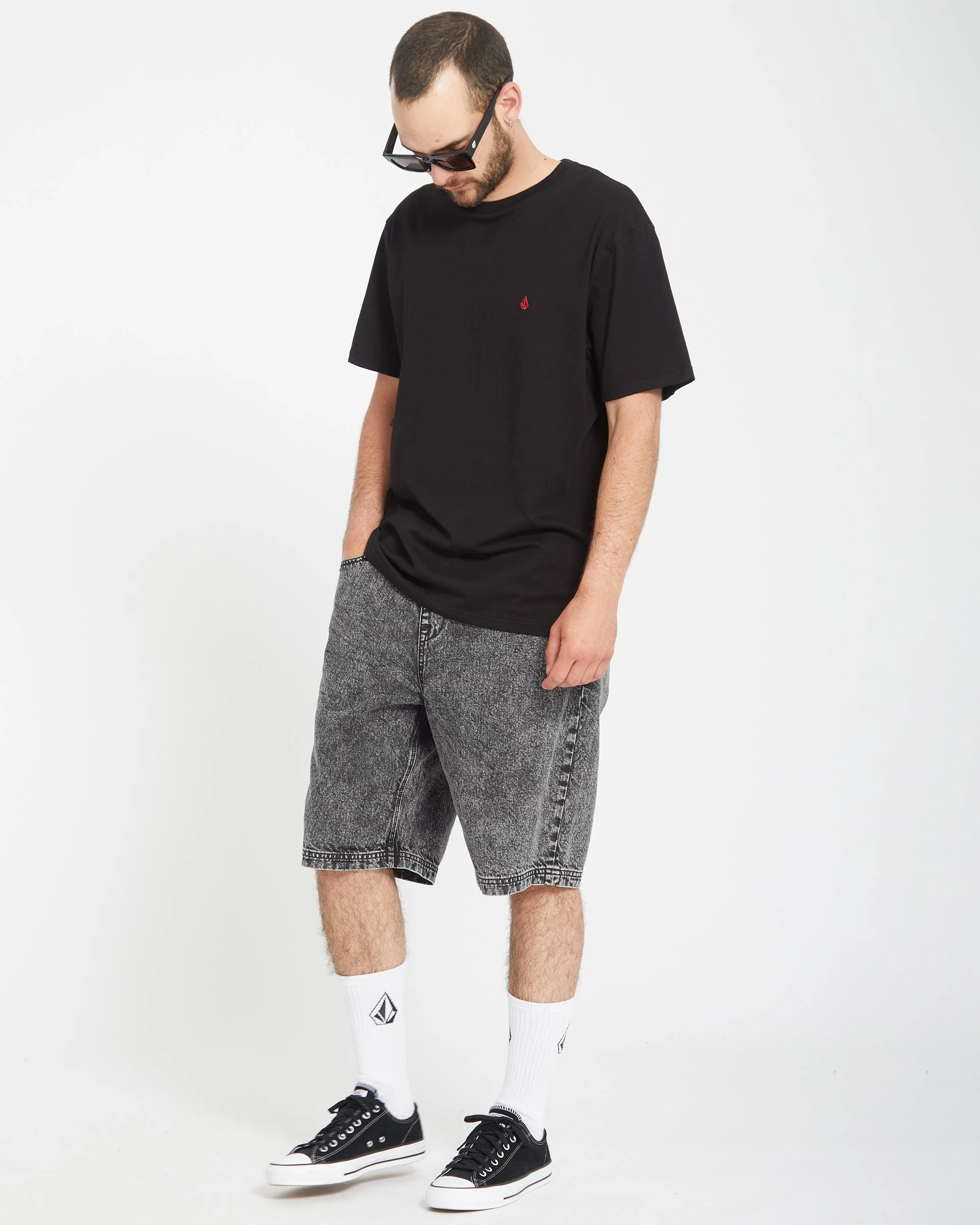 Short Freazy Loose Elasticated Waist 22" - LIGHT ACID BLACK - Image 6
