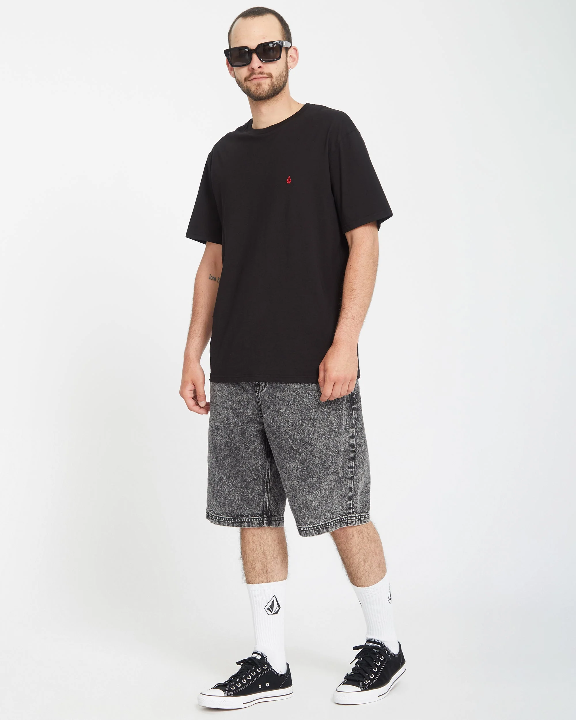 Short Freazy Loose Elasticated Waist 22" - LIGHT ACID BLACK - Image 7