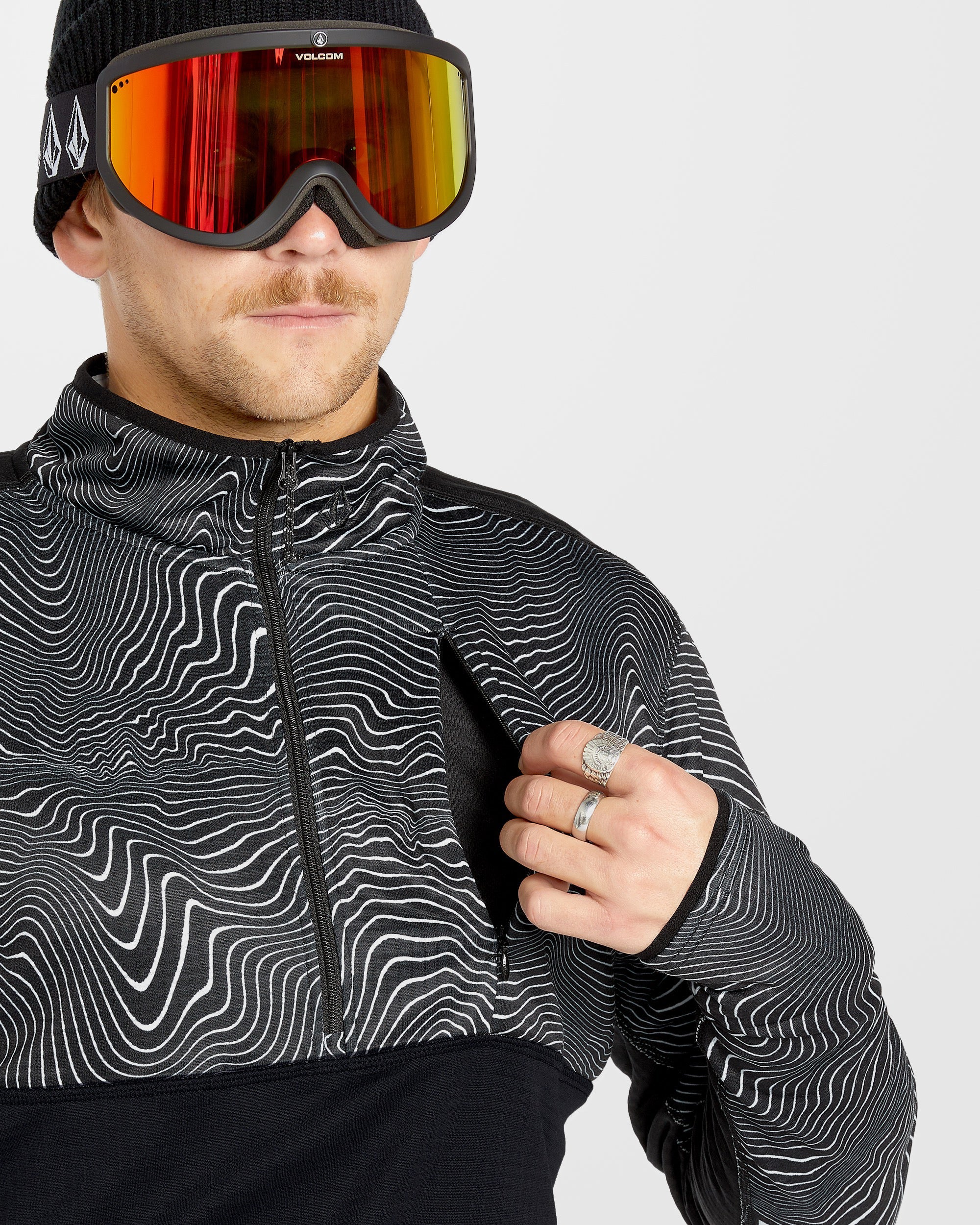 Sweat Gridlock Second Layer Fleece - Black Print - Image 5