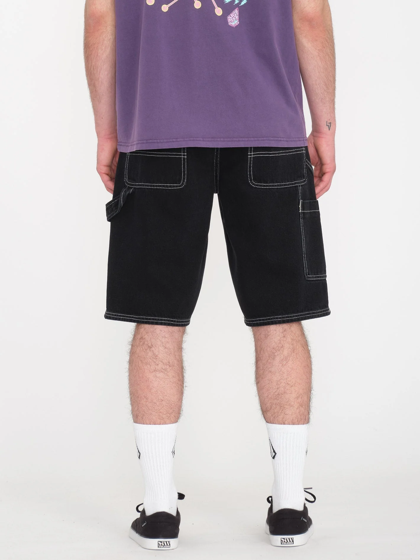 Short Labored Denim Utility - BLACK - Image 2