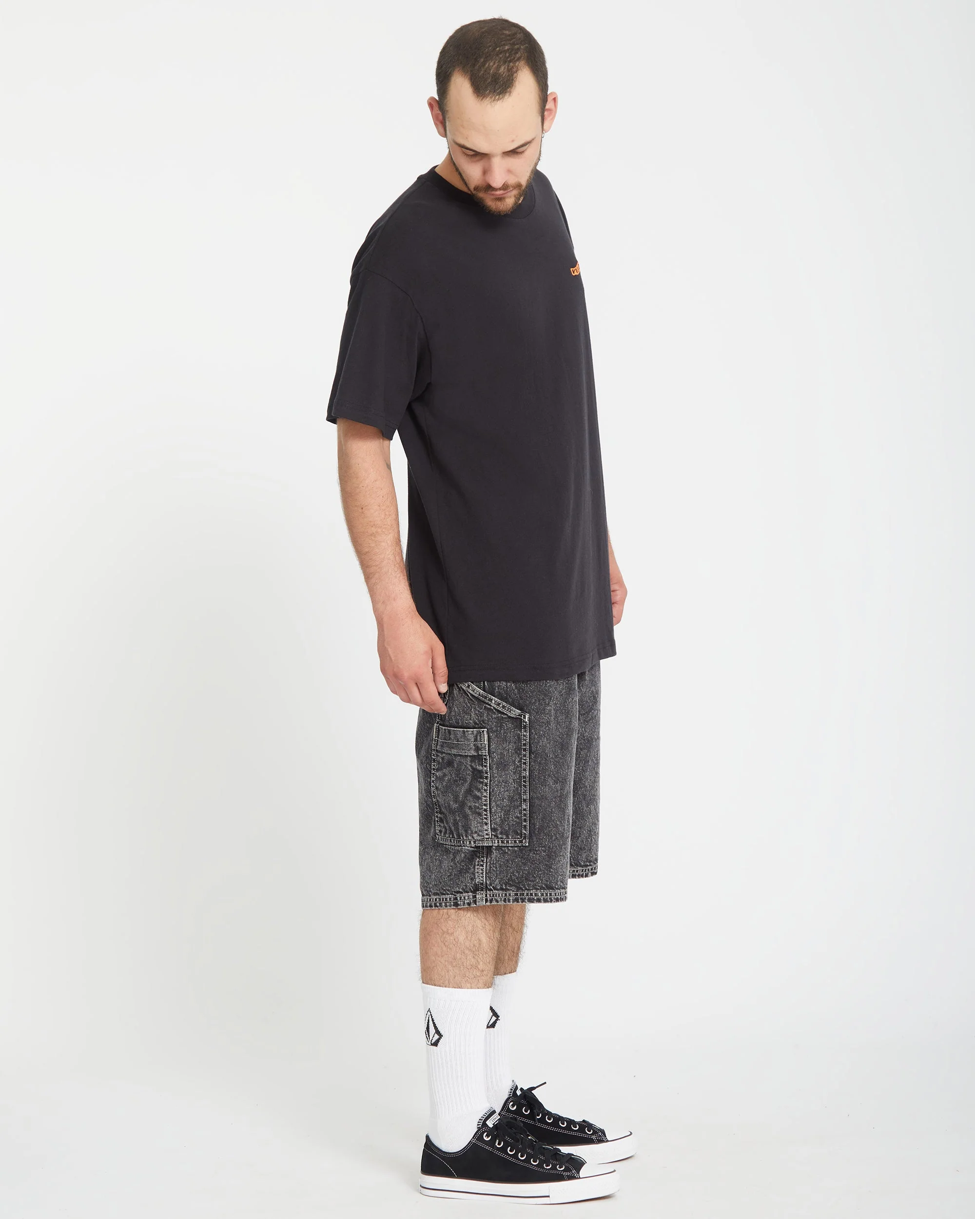 Short Labored Denim Utility - LIGHT ACID BLACK - Image 5