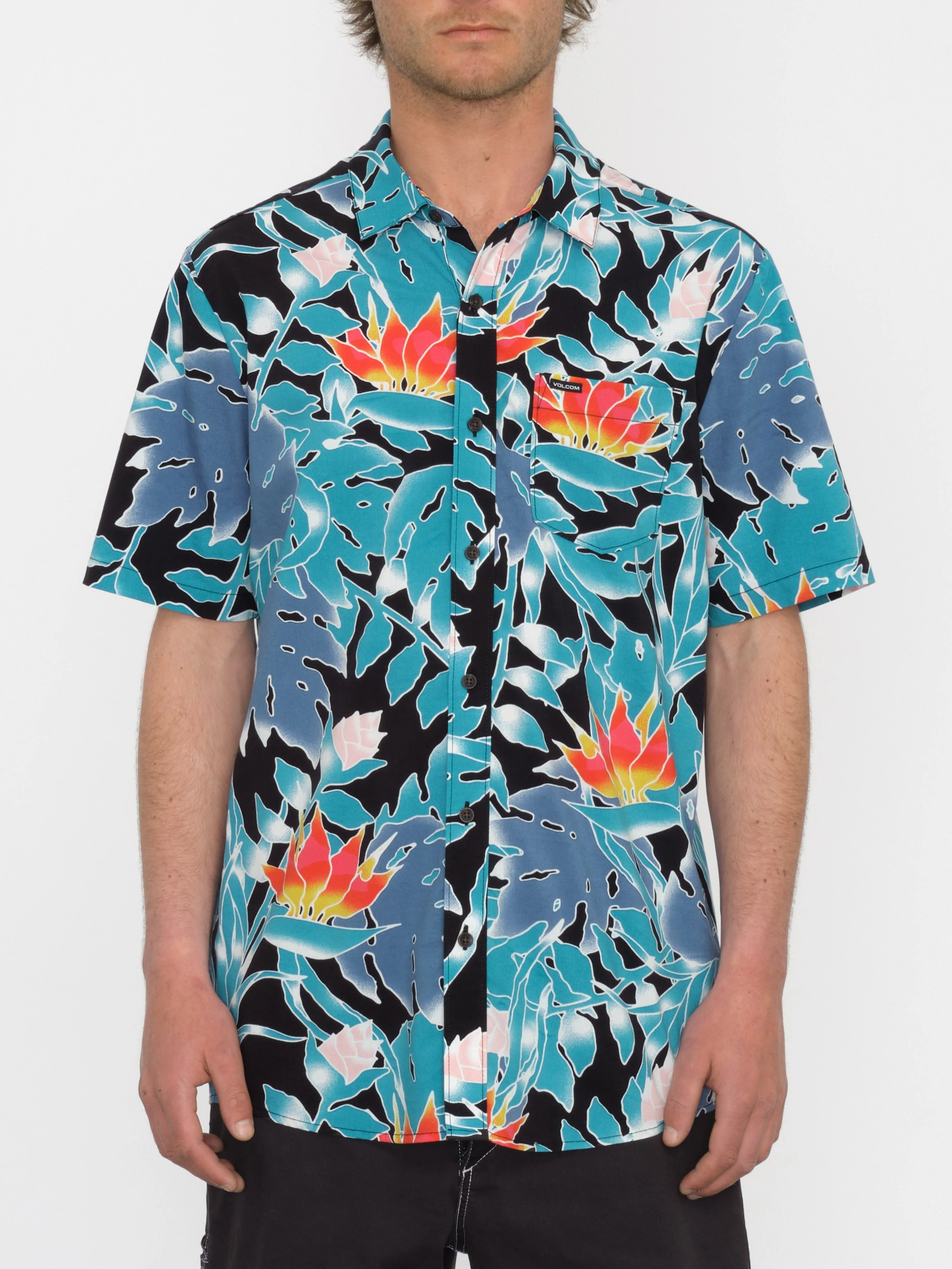 Chemise Leaf Pit Floral - BLACK