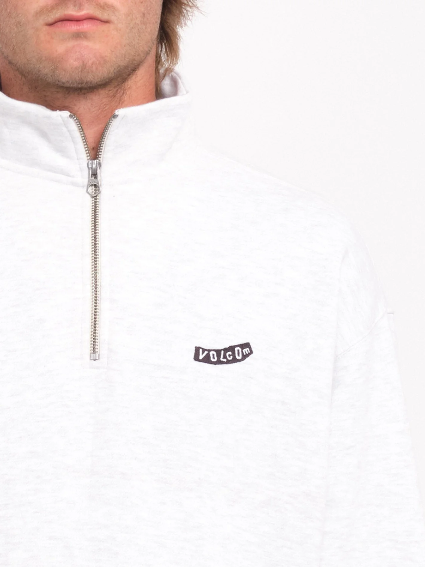 Sweat 1/2 Zip Mocklov - BONE HEATHER - Image 3