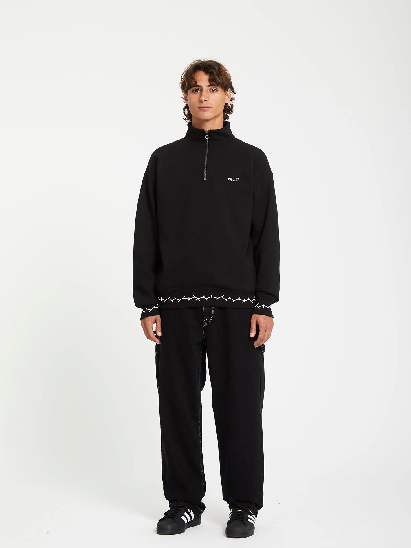 Sweat 1/2 Zip Mocklov - BLACK - Image 2