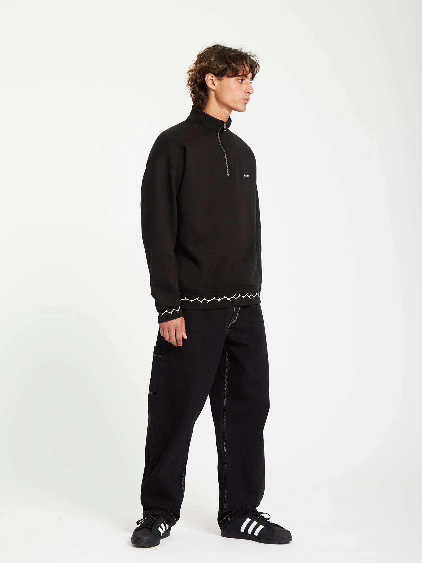 Sweat 1/2 Zip Mocklov - BLACK - Image 5