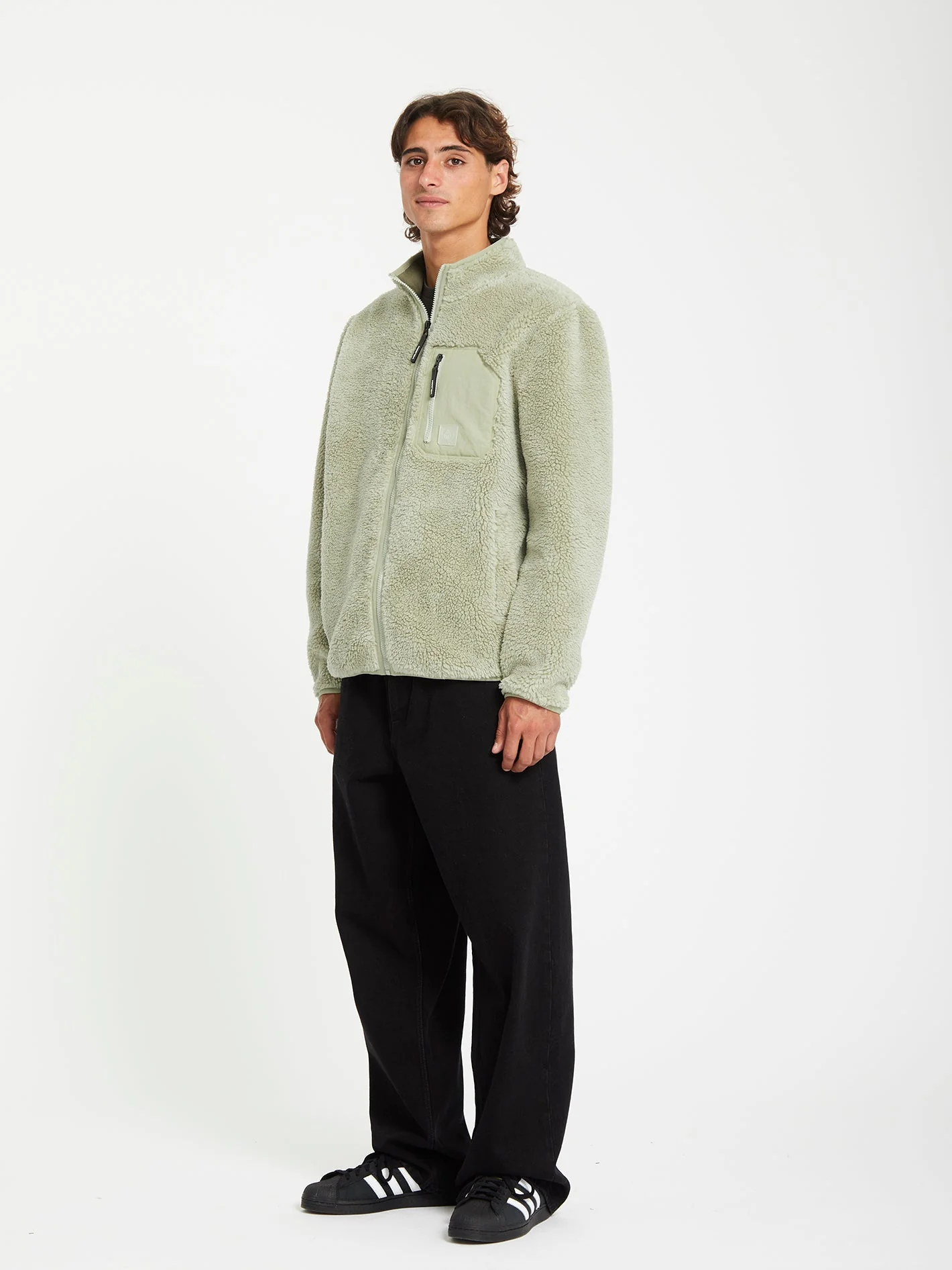 Sweat Sherpa Zippé Muzzer Fuzzar - GREEN TEA - Image 5
