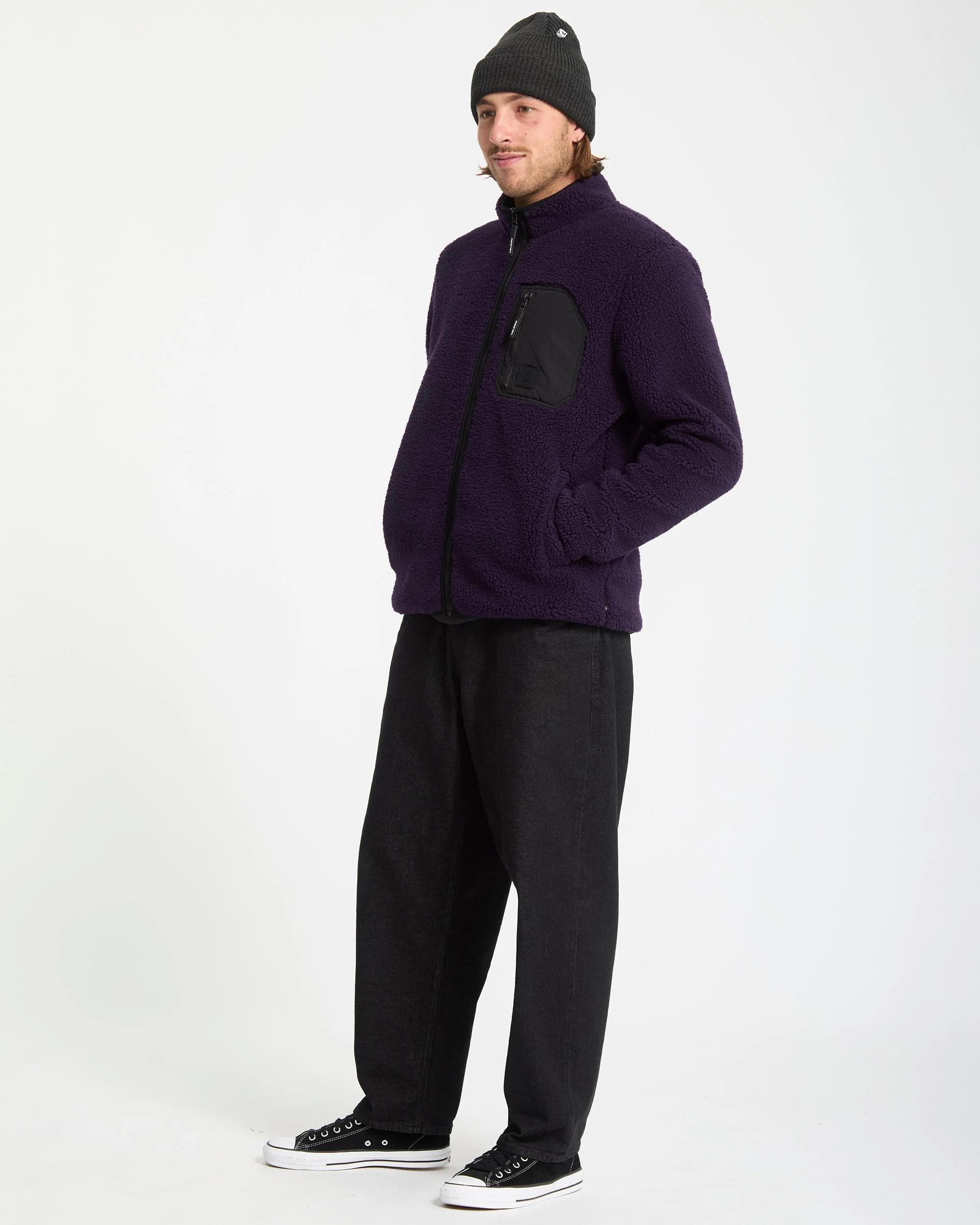 Sweat Sherpa Zippé Muzzer Fuzzar - Dark Purple - Image 4