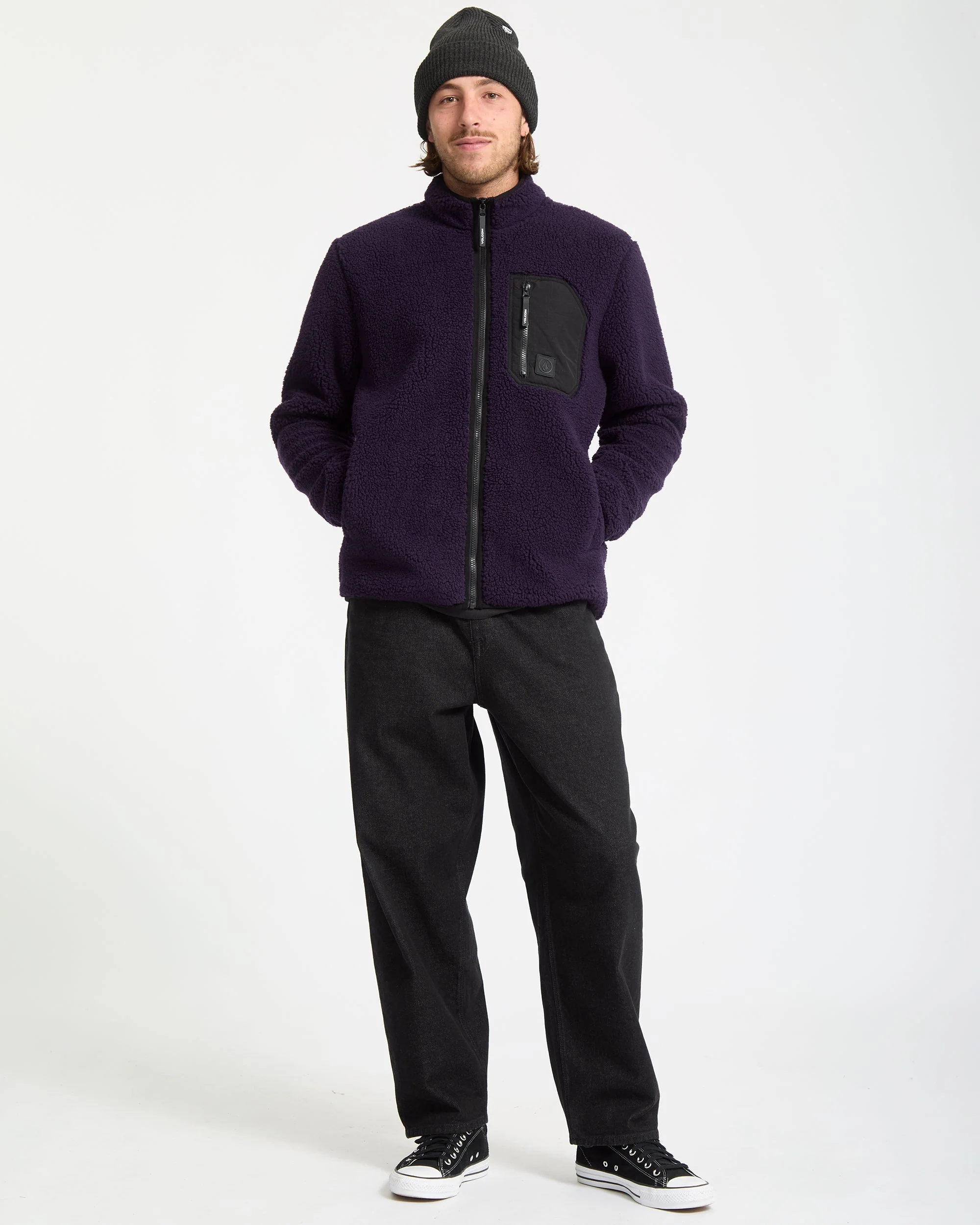 Sweat Sherpa Zippé Muzzer Fuzzar - Dark Purple - Image 7