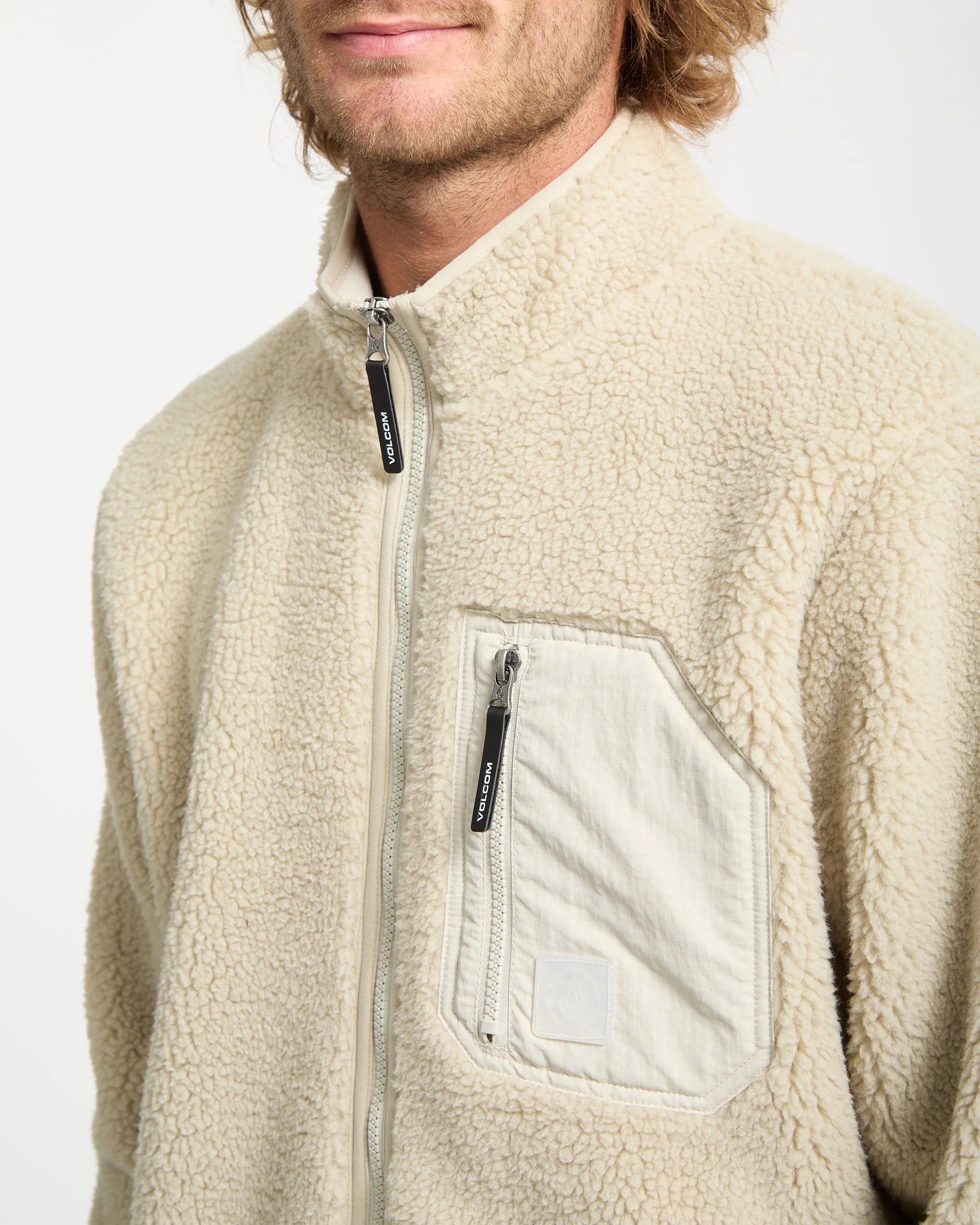 Sweat Sherpa Zippé Muzzer Fuzzar - Stone - Image 3
