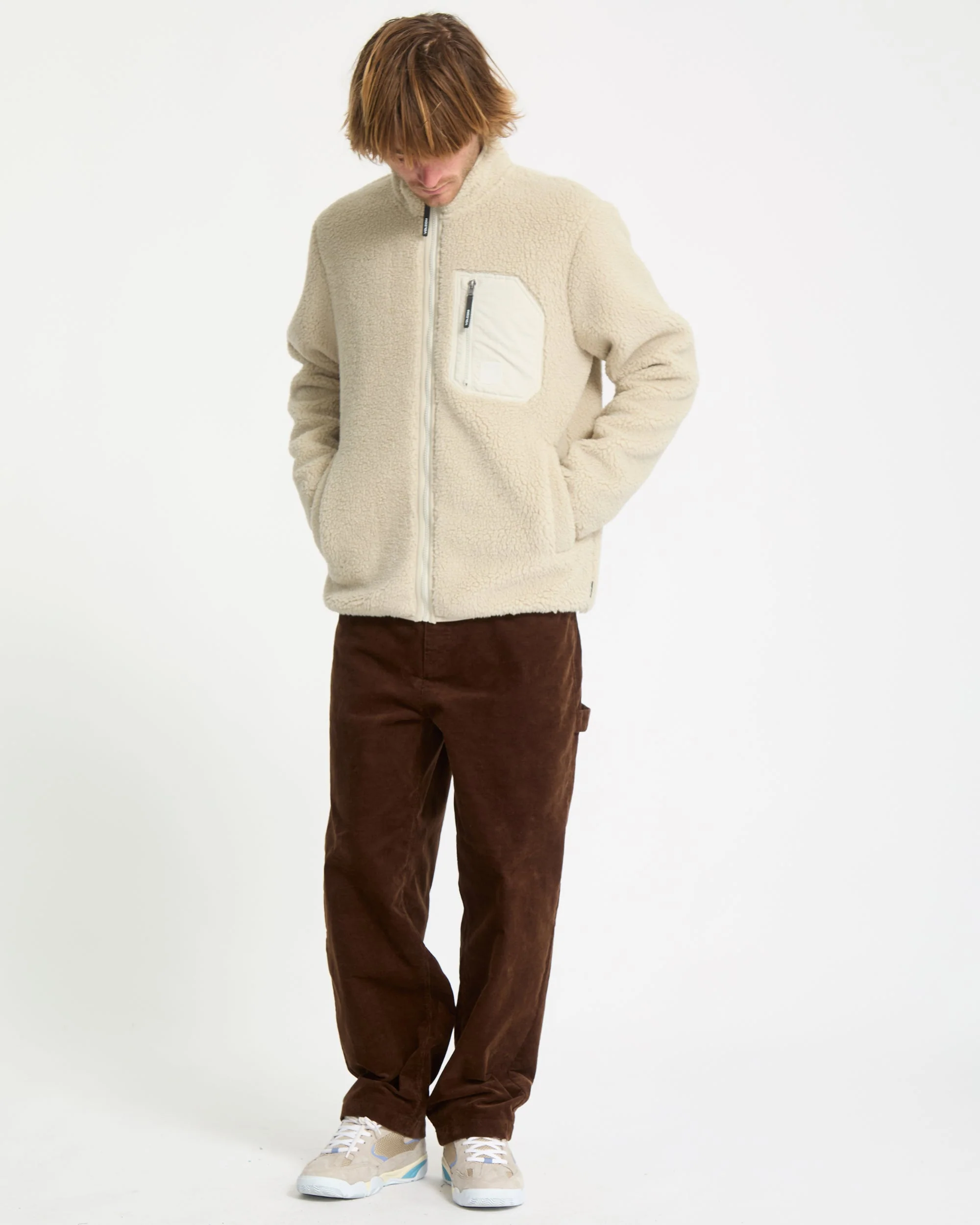 Sweat Sherpa Zippé Muzzer Fuzzar - Stone - Image 4
