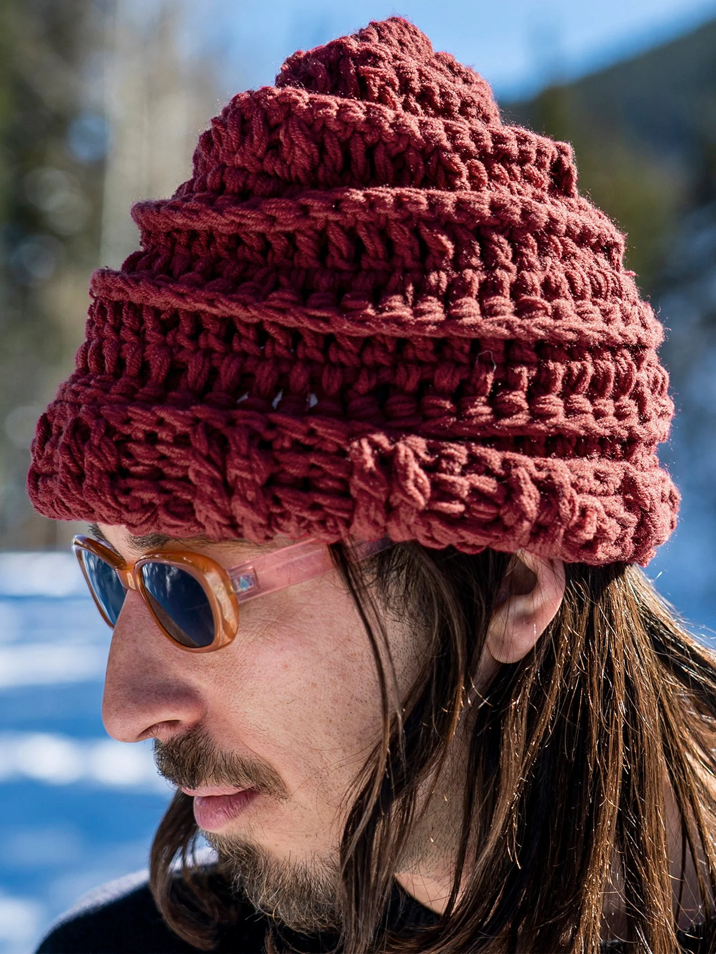 Bonnet en maille Rav - MAROON - Image 2