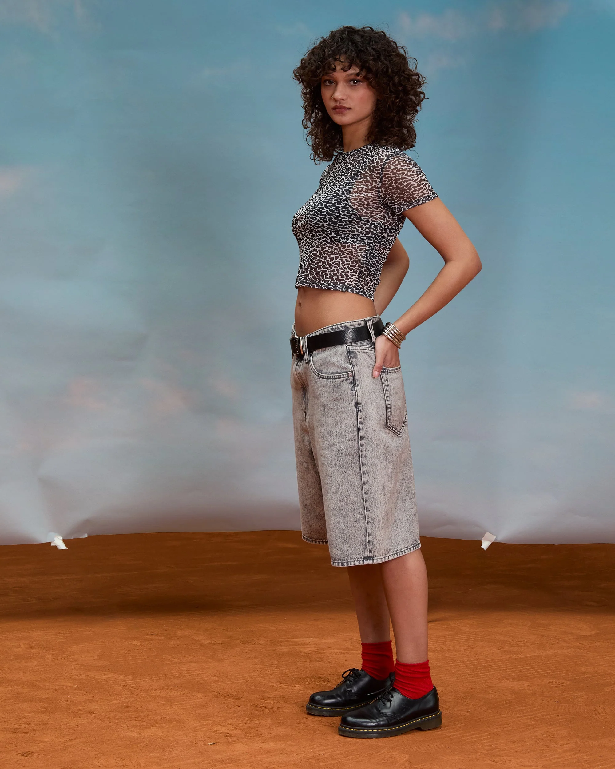 Top Rawly Knit Mesh - Black White - Image 4