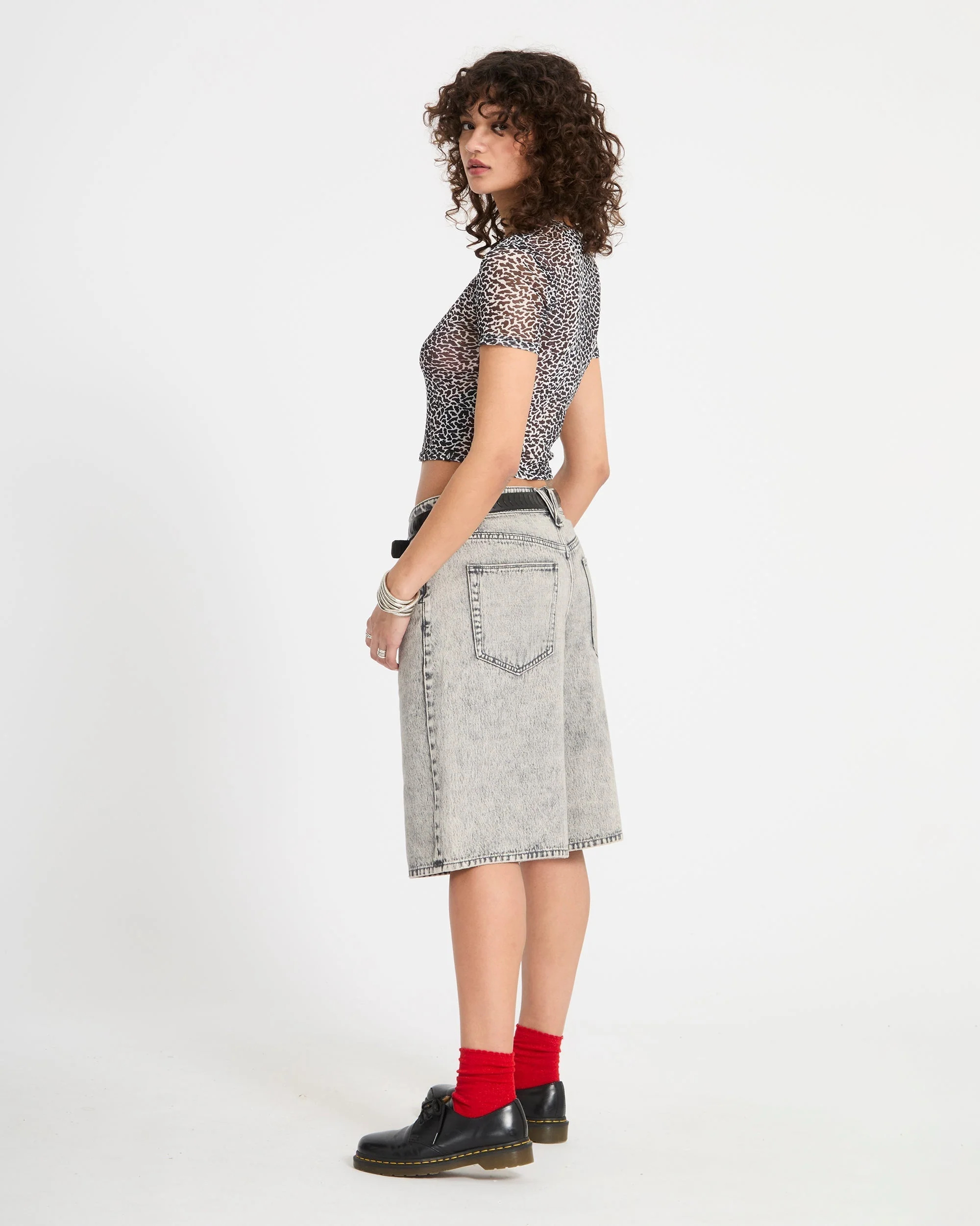 Top Rawly Knit Mesh - Black White - Image 8