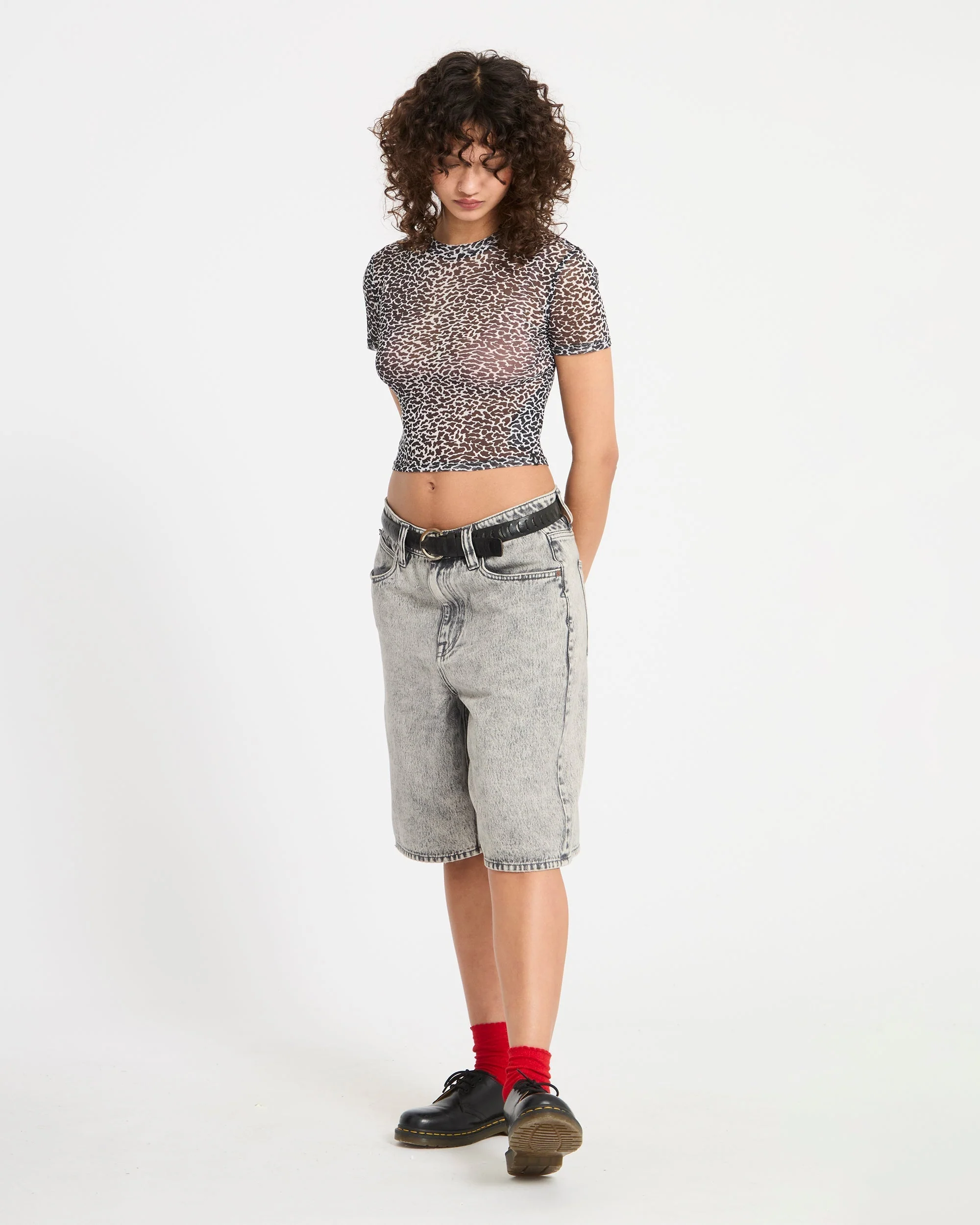 Top Rawly Knit Mesh - Black White - Image 9
