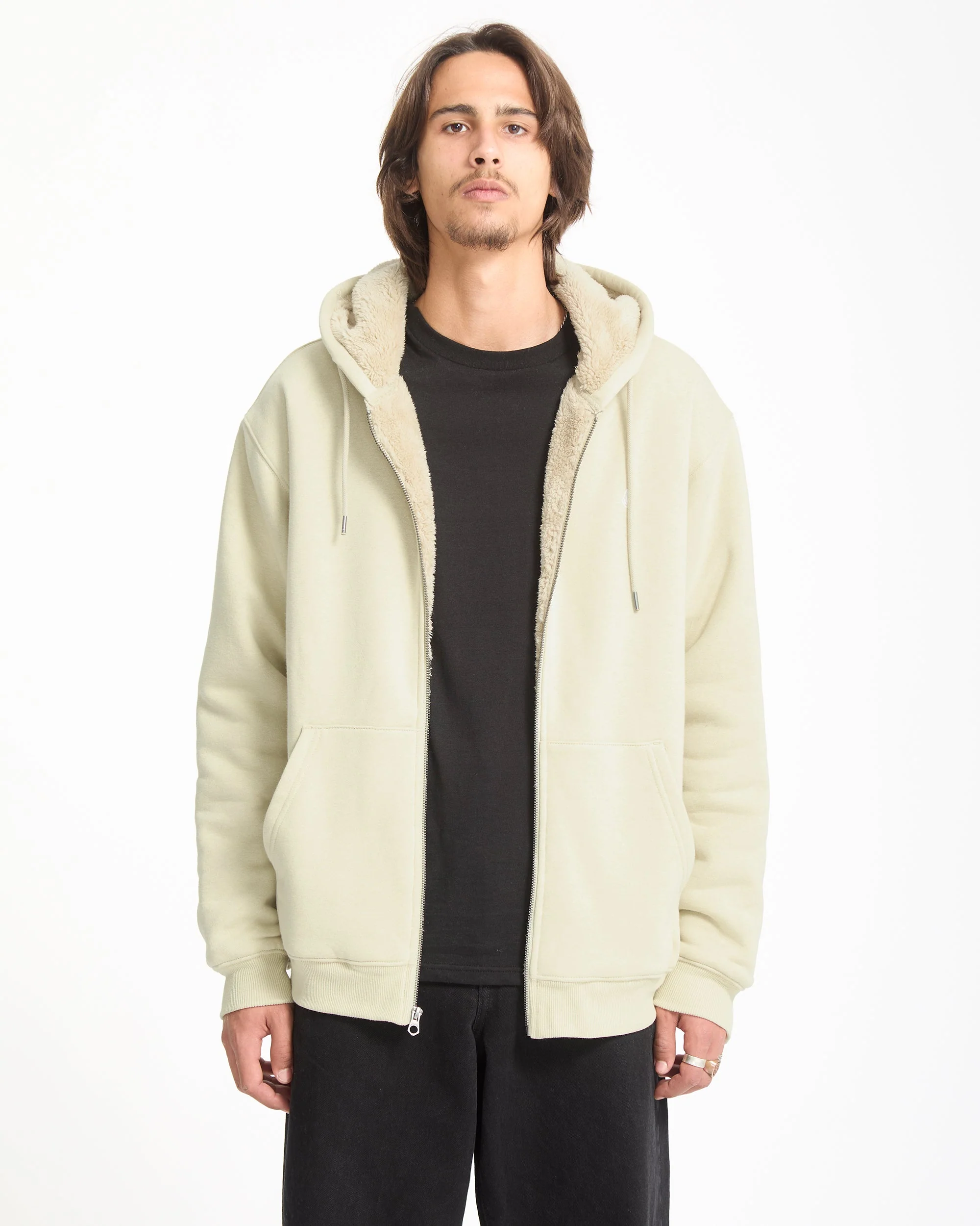 Sweat À Capuche Zippé Single Stone - Light Beige
