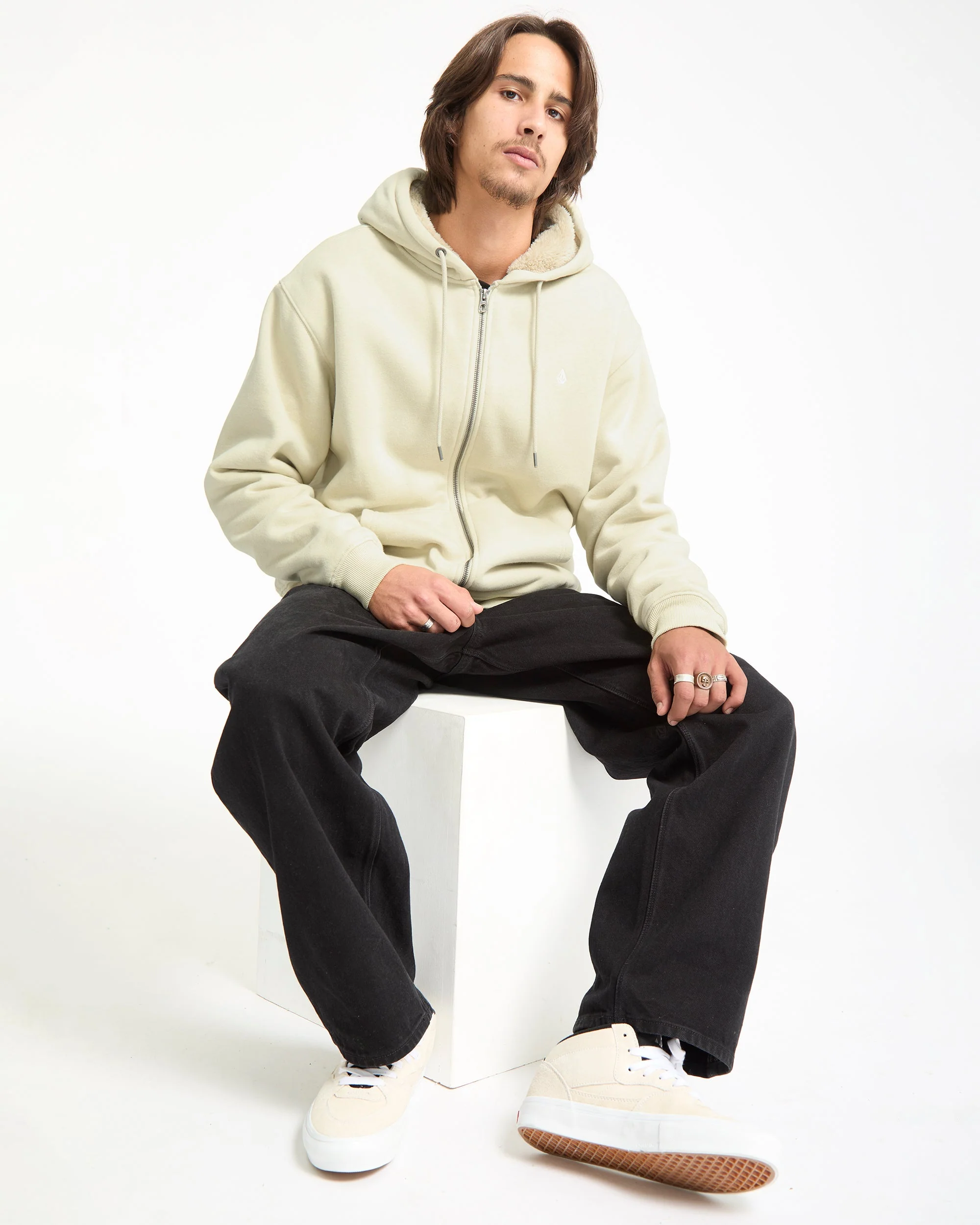 Sweat À Capuche Zippé Single Stone - Light Beige - Image 5