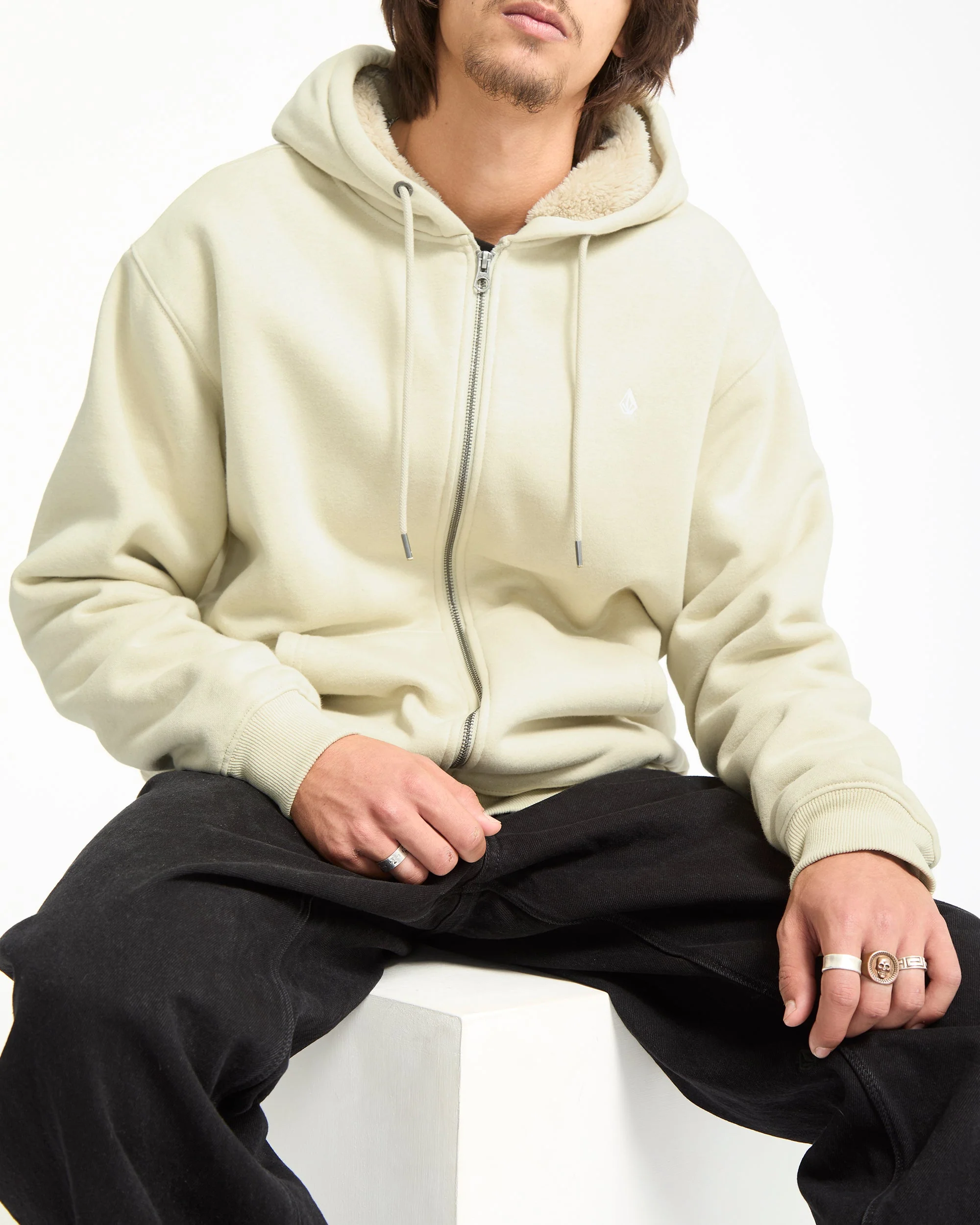 Sweat À Capuche Zippé Single Stone - Light Beige - Image 6