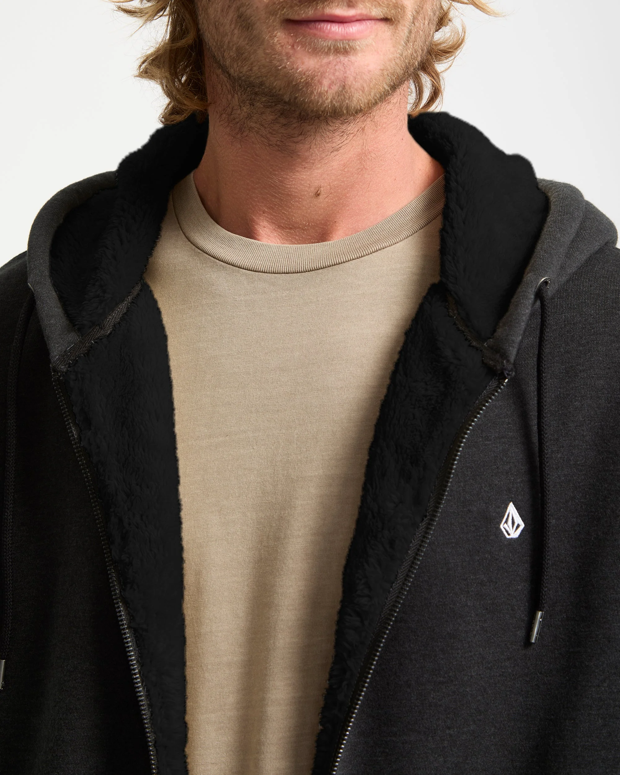 Sweat À Capuche Sherpa Single Stone - Heather Black - Image 3