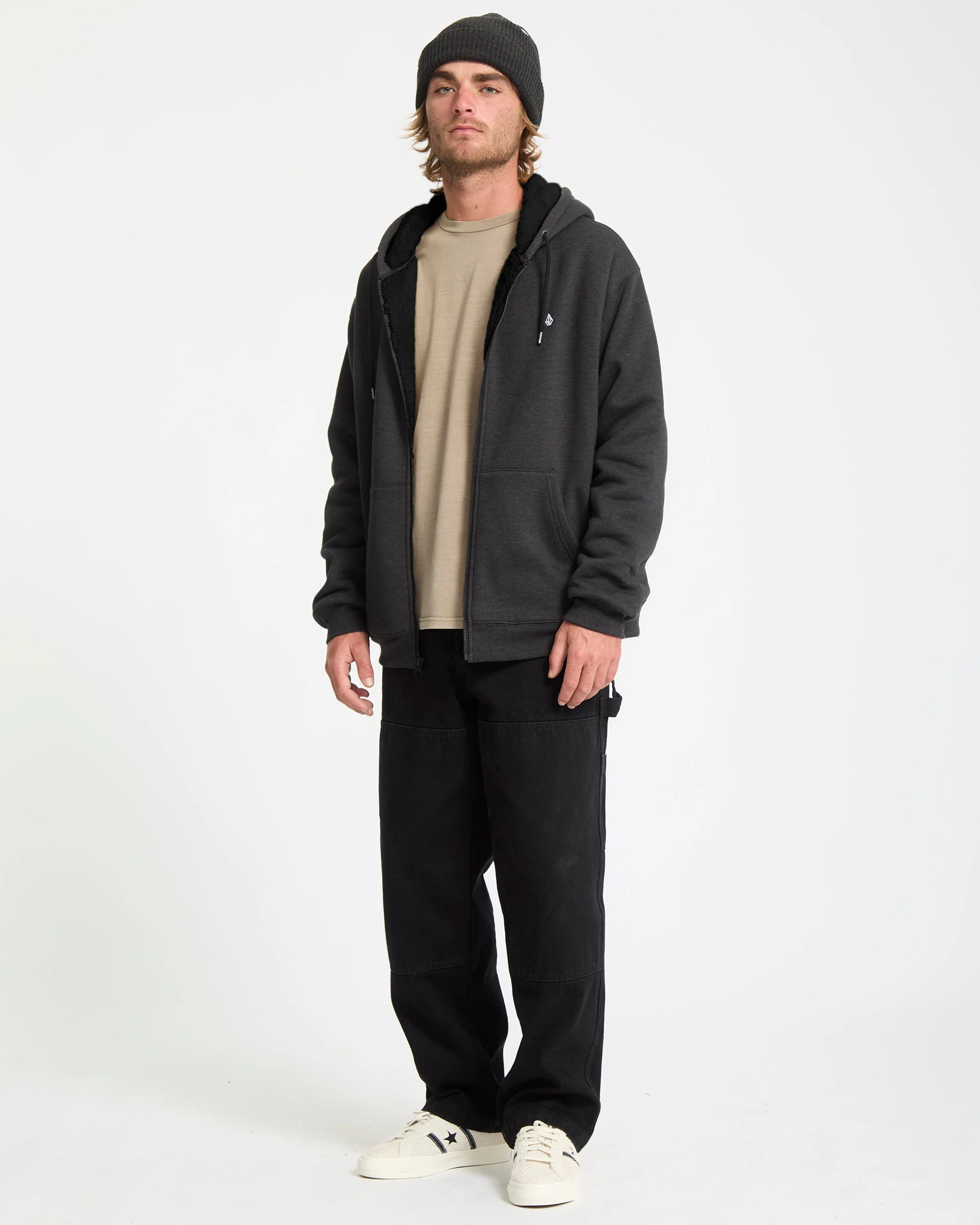 Sweat À Capuche Sherpa Single Stone - Heather Black - Image 4
