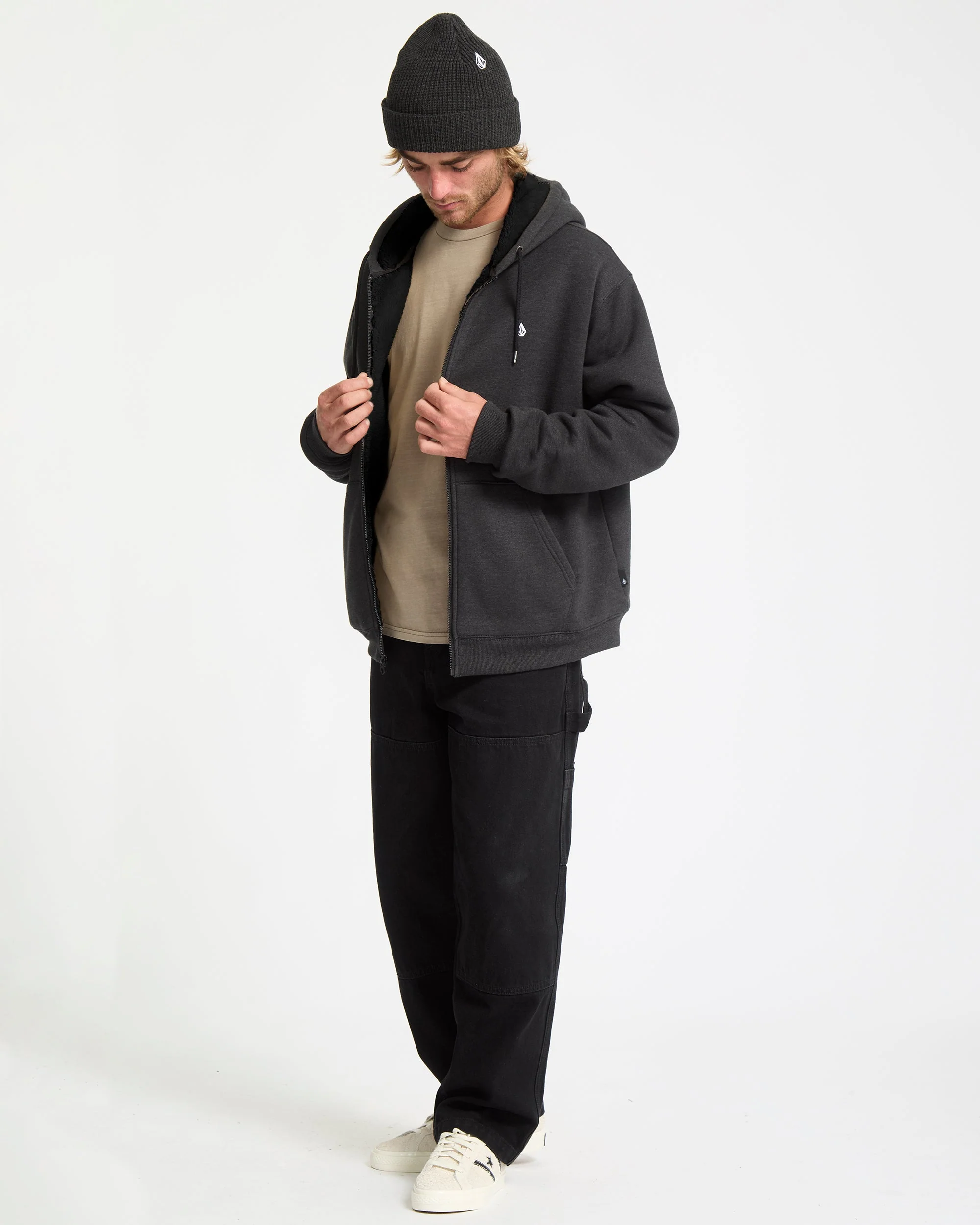Sweat À Capuche Sherpa Single Stone - Heather Black - Image 6