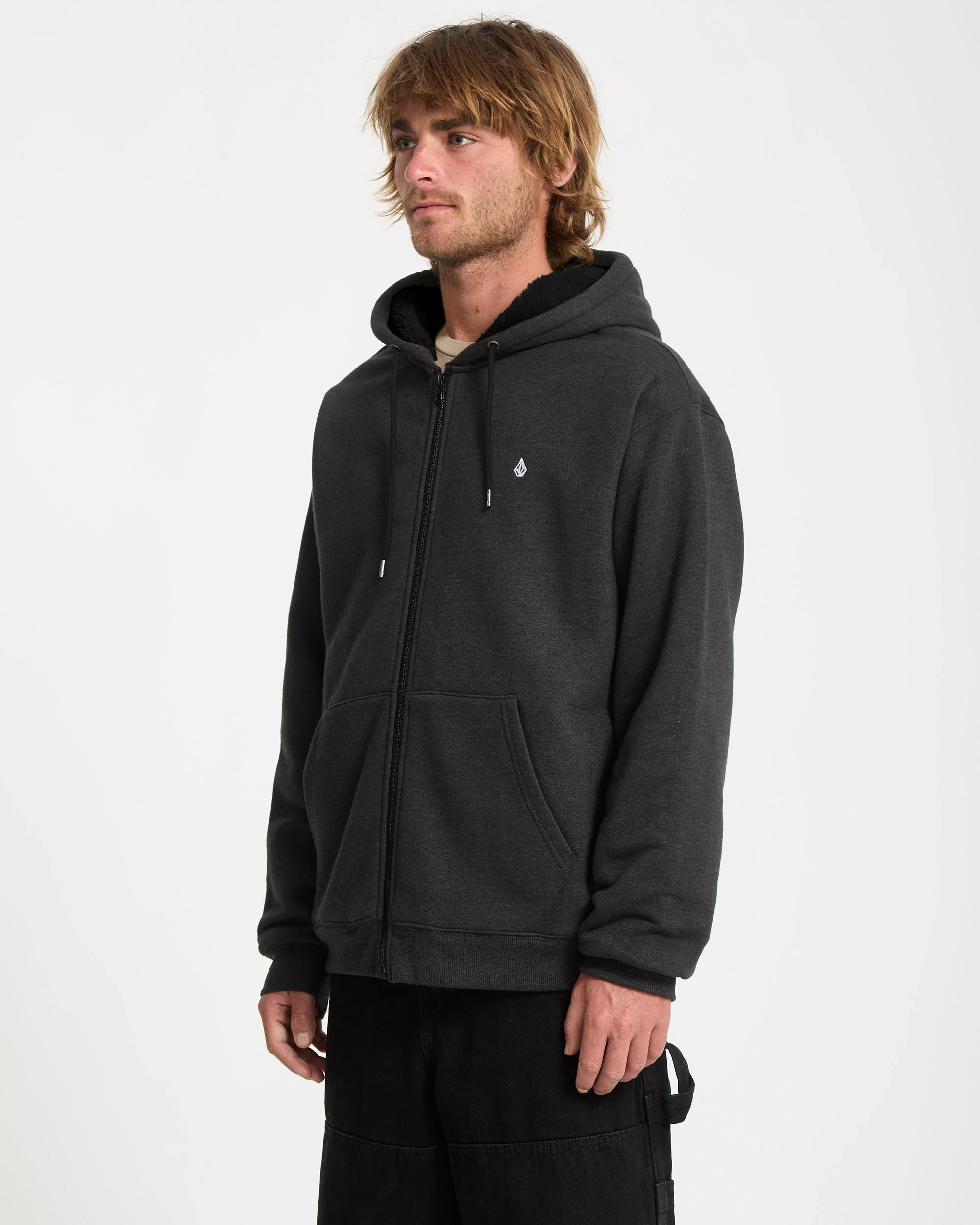 Sweat À Capuche Sherpa Single Stone - Heather Black - Image 7