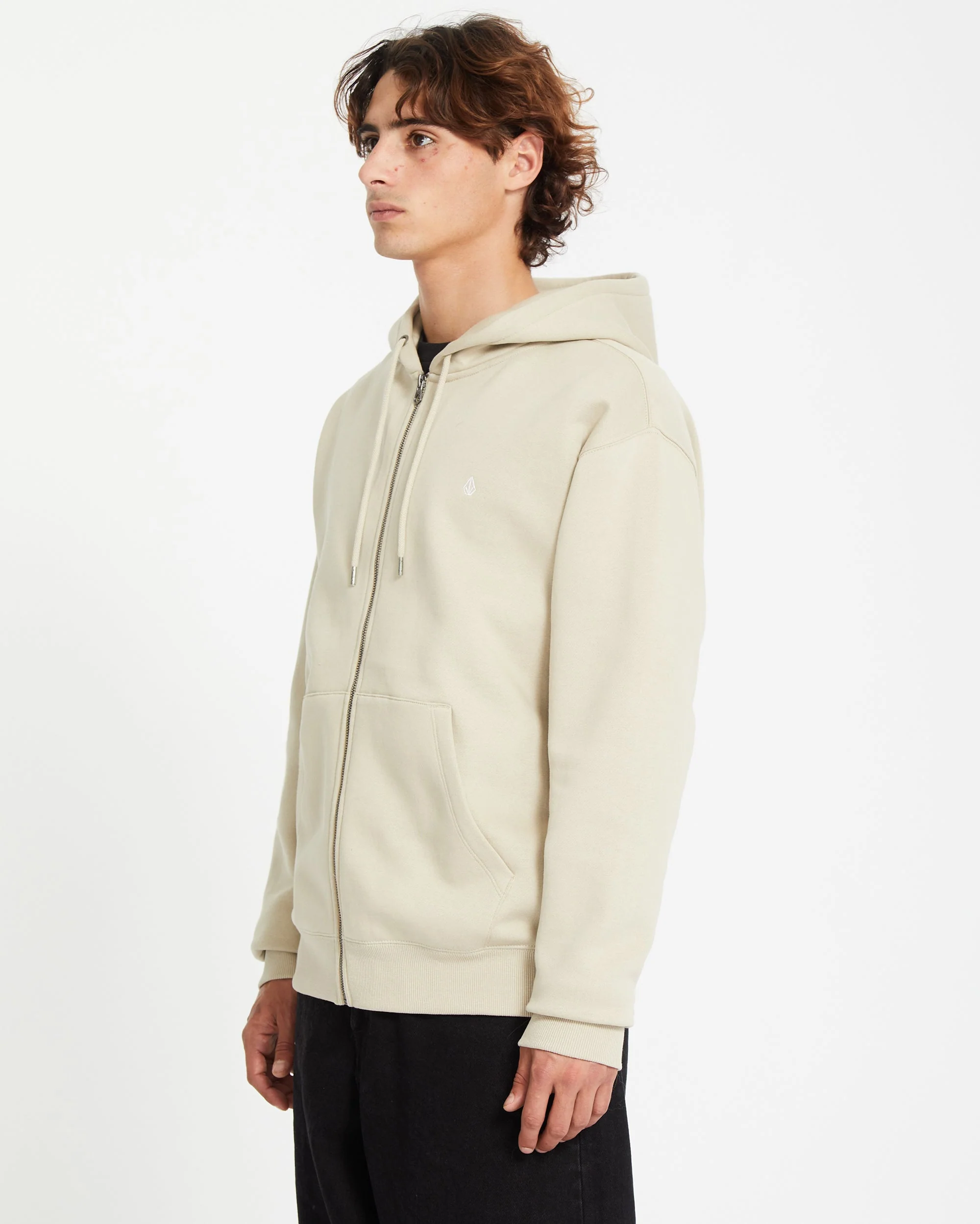 Sweat à Capuche Zippé Single Stone - LIGHT KHAKI - Image 3