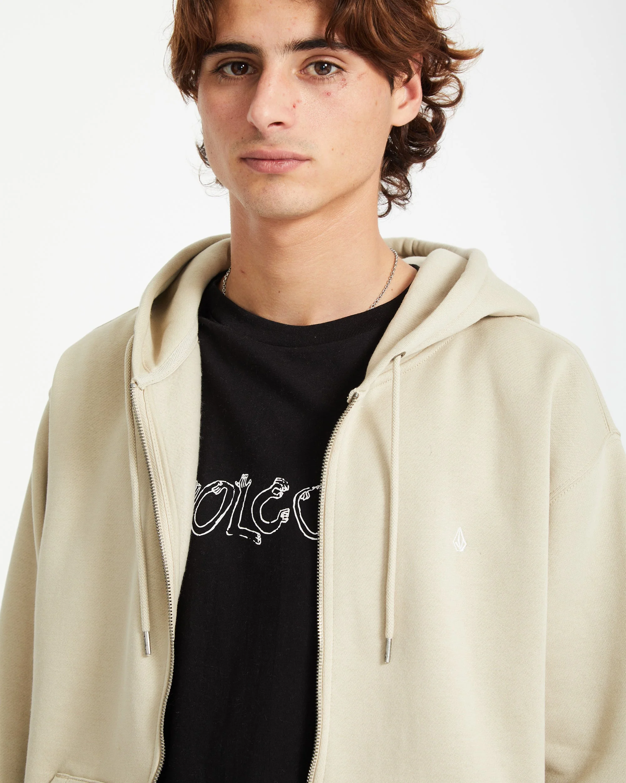 Sweat à Capuche Zippé Single Stone - LIGHT KHAKI - Image 4