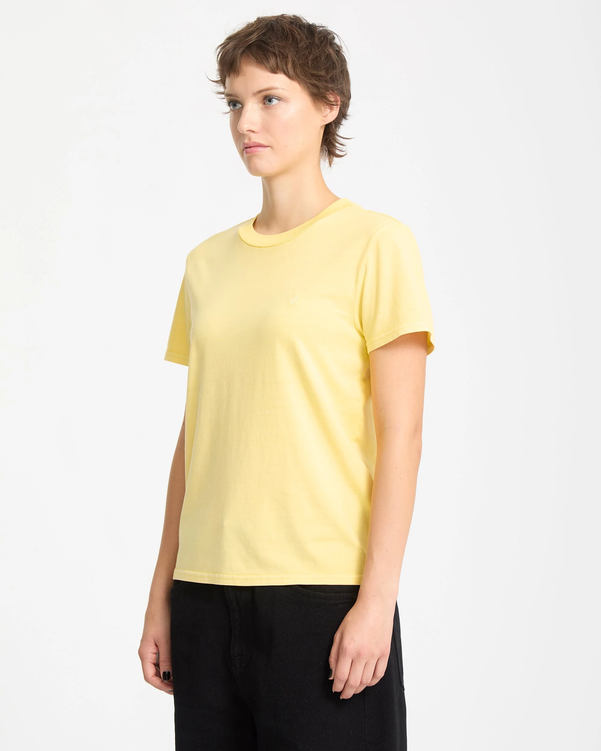 T-Shirt Solid Stone Emb - Dawn Yellow - Image 5
