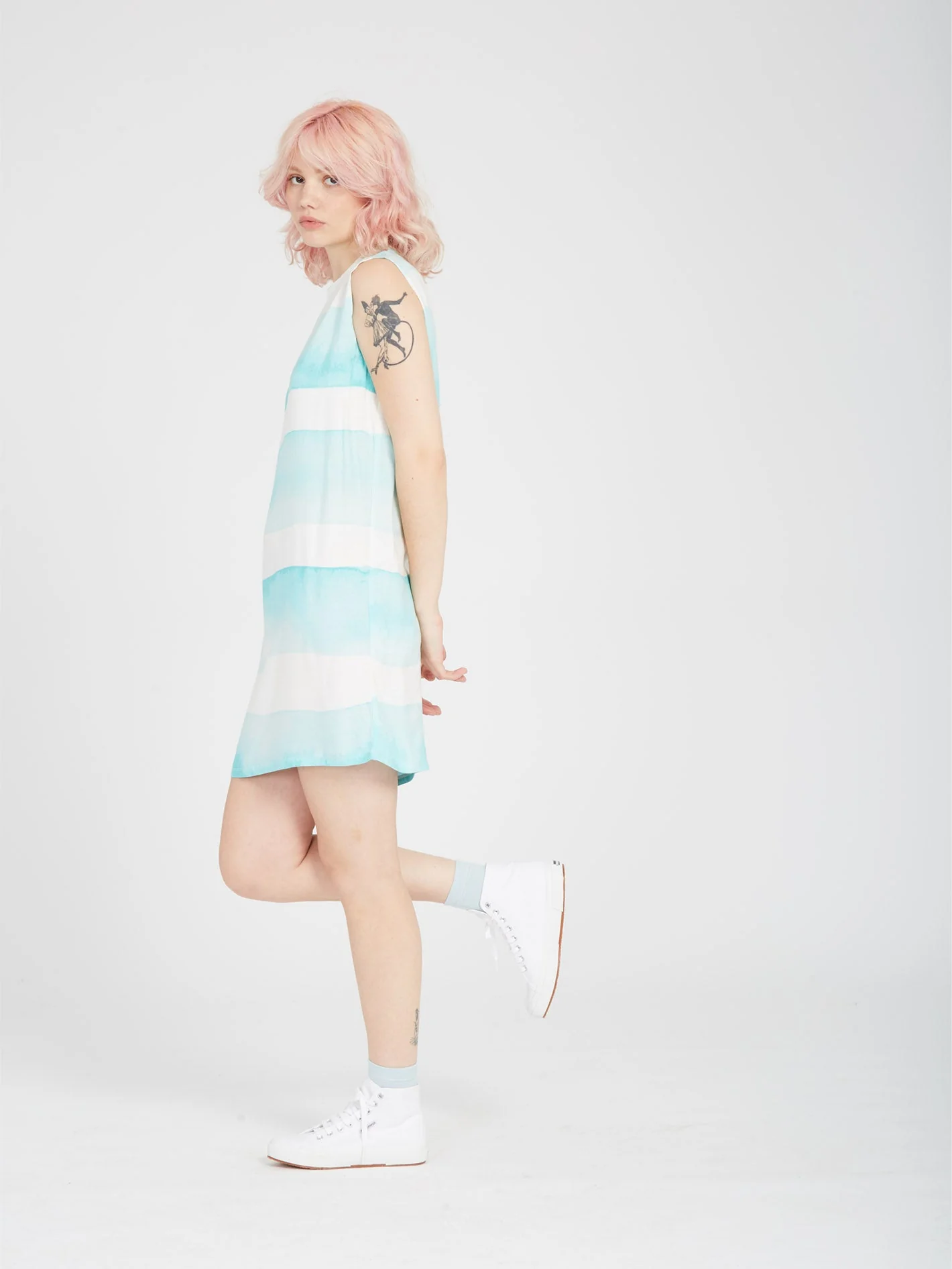 Robe Stay Stripes - PALE AQUA - Image 4